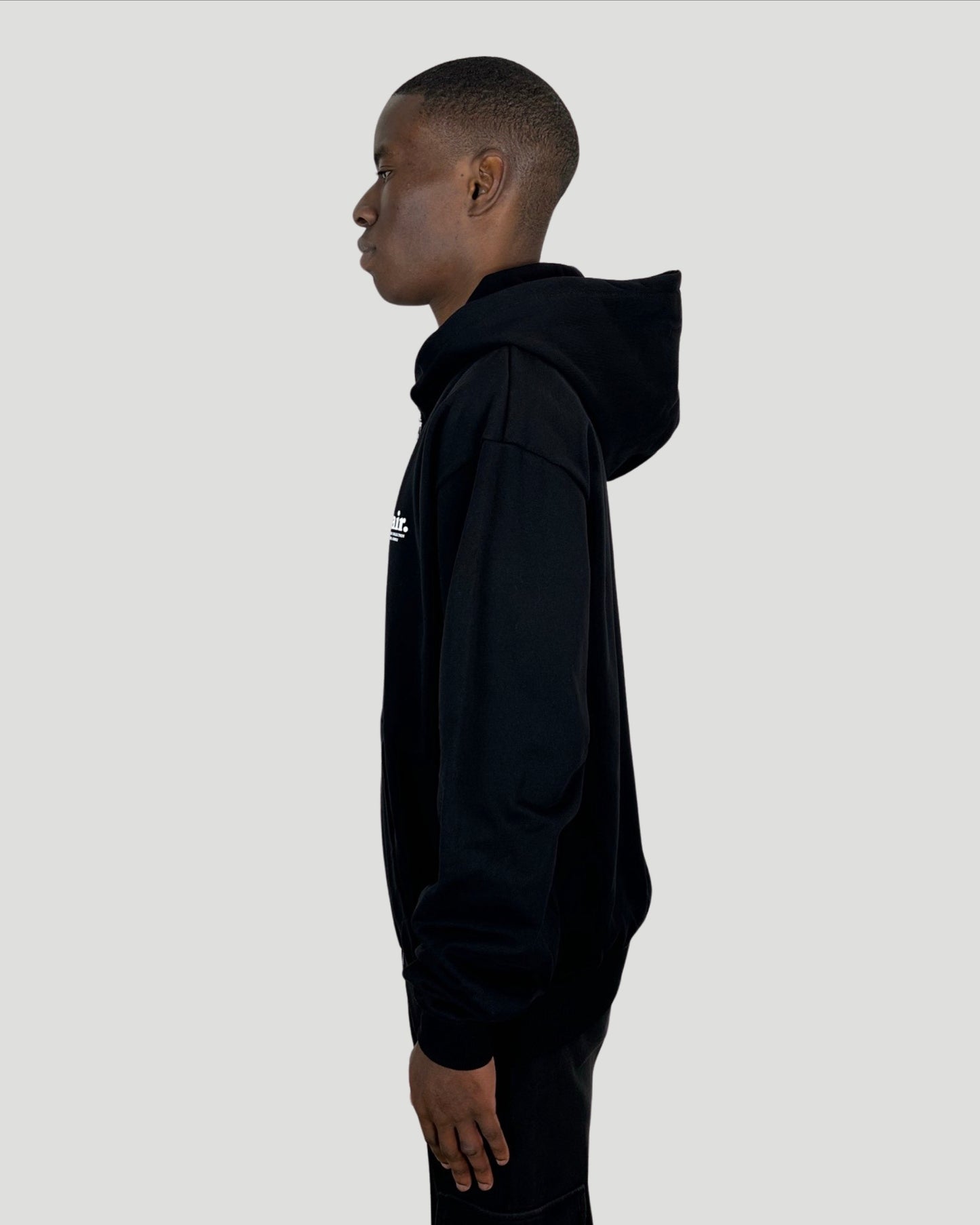 Basic Oversize Zip Hoodie - Black