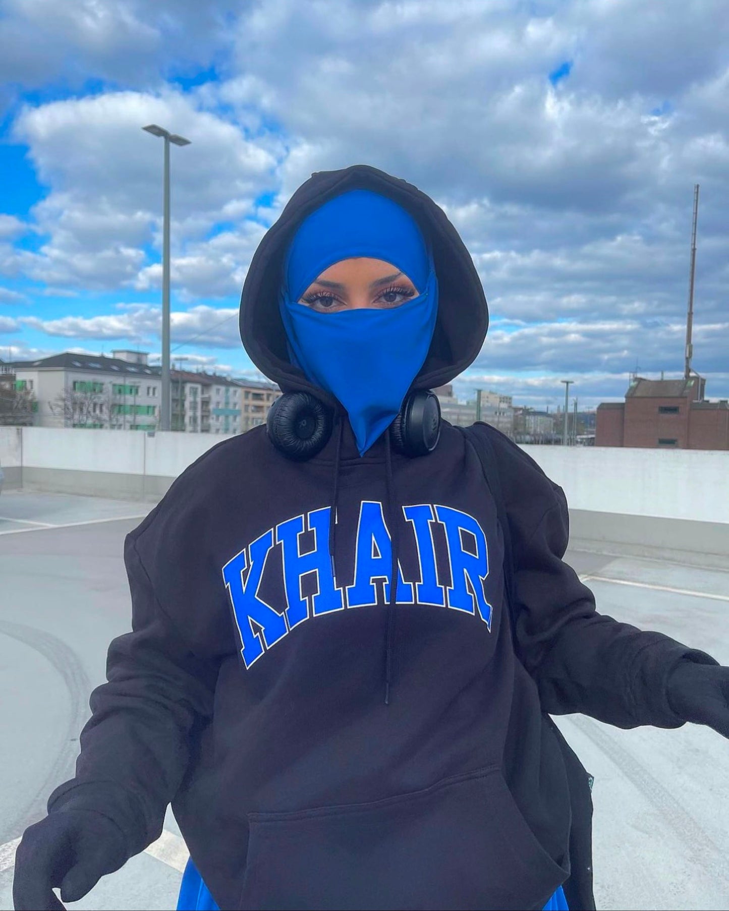 KHAIR. COLLEGE STYLE OVERSIZE HOODIE - BLACK Hoodie KHAIR.